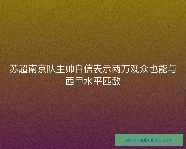 苏超南京队主帅自信表示两万观众也能与西甲水平匹敌