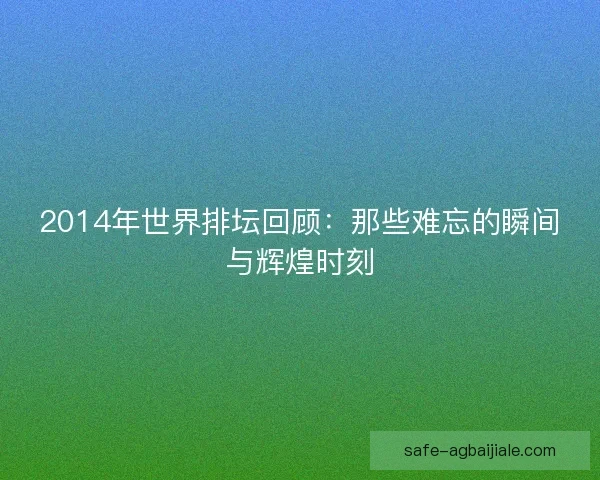 2014年世界排坛回顾:那些难忘的瞬间与辉煌时刻 2014年世界排坛回顾:那些难忘的瞬间与辉煌时刻
