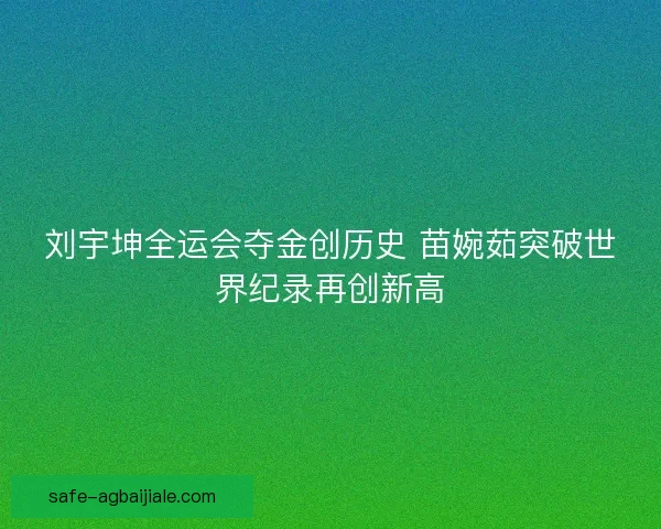 刘宇坤全运会夺金创历史 苗婉茹突破世界纪录再创新高